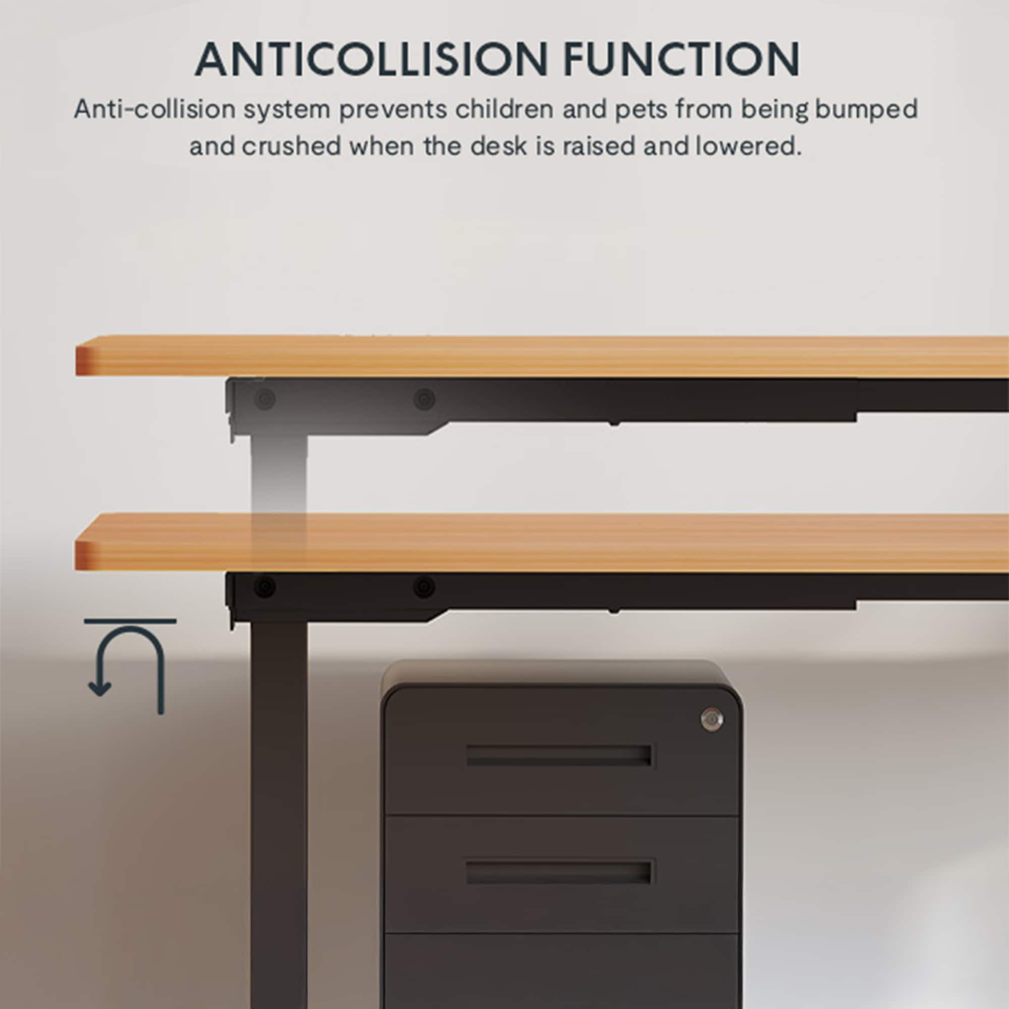 Electric Standing Desk Whole Piece Adjustable Height Desk Home Office Computer Workstation Sit Stand Up Desk (Black Frame + Black Top)_voghion.com